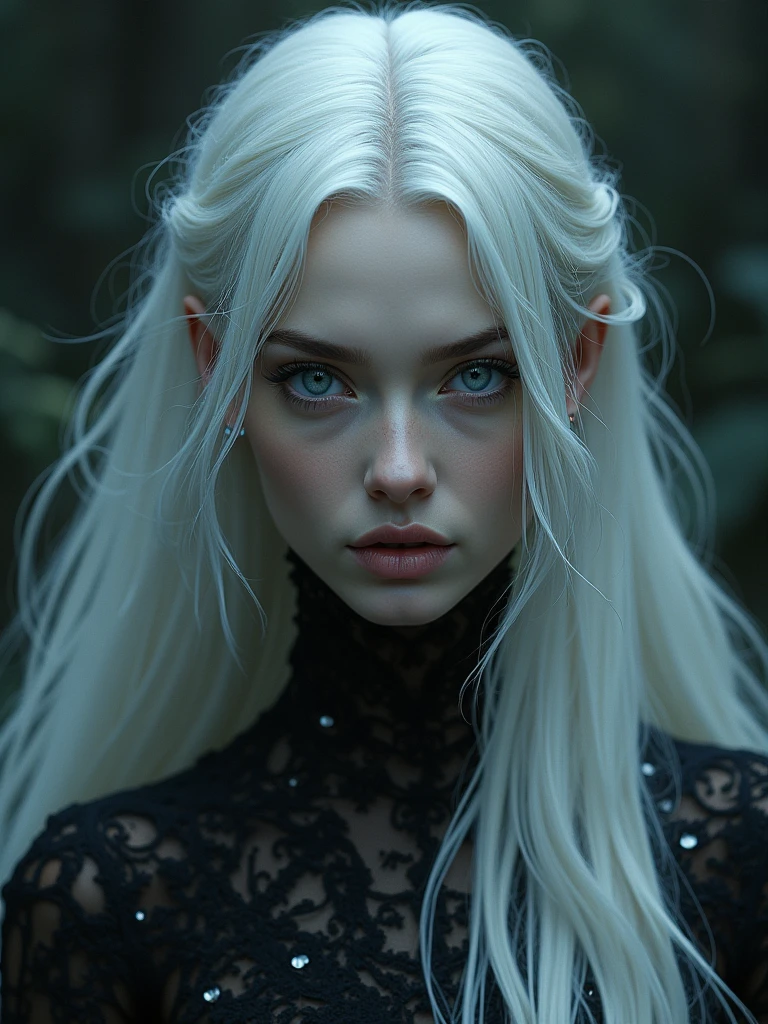 dark queen flawles face,white long hair,beautiful,masterpiece