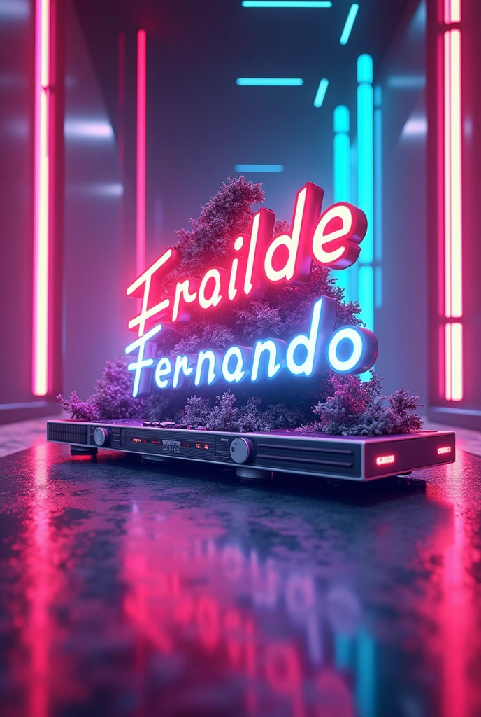 3D name Irailde and Fernando with 80s music theme