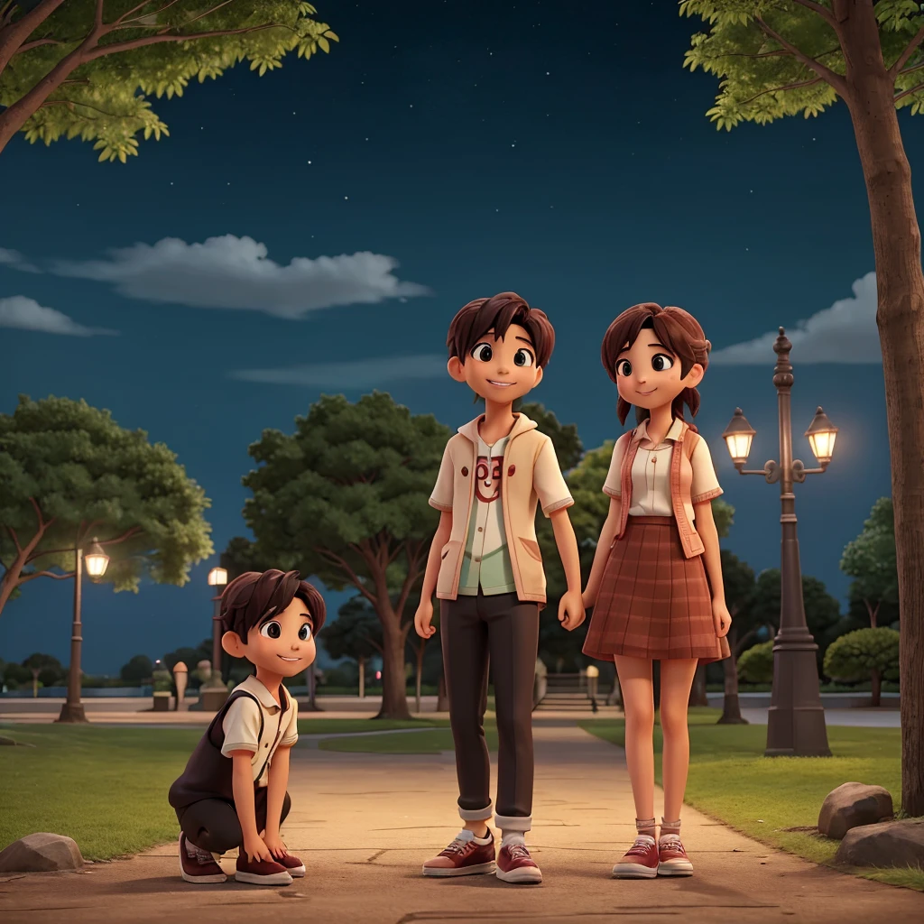 Kohi and Shin accidentally meet in a park at night. Kohi greets them cautiously. Shin smiles slightly and responds with a tone full of longing.