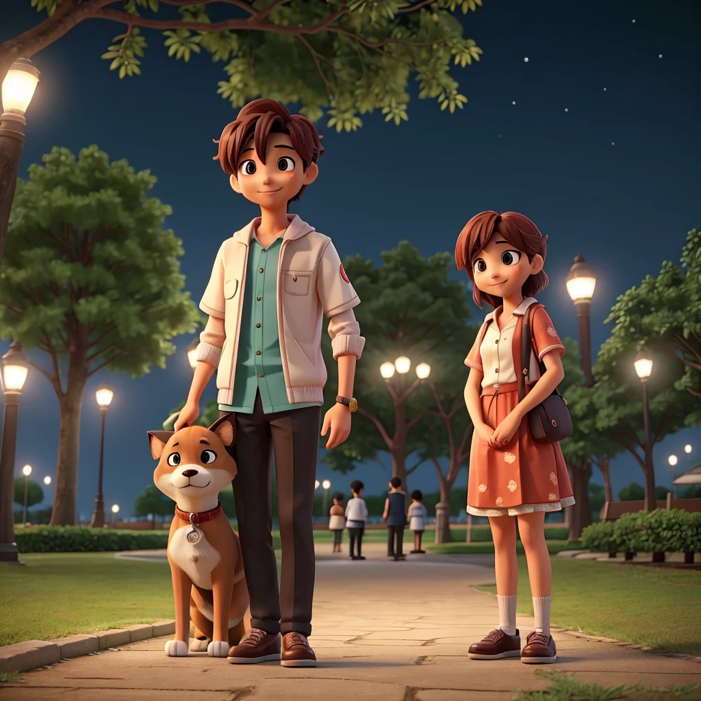 Kohi and Shin accidentally meet in a park at night. Kohi greets them cautiously. Shin smiles slightly and responds with a tone full of longing.
