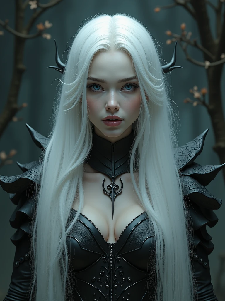 dark queen flawles face,white long hair,beautiful,masterpiece