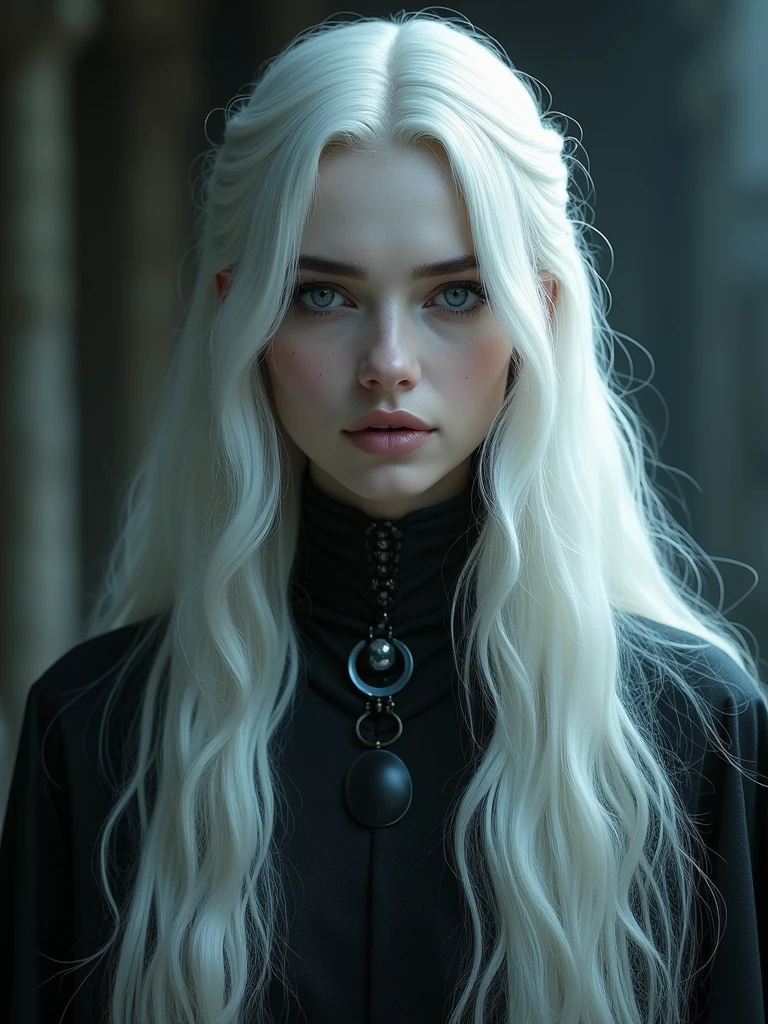 dark queen flawles face,white long hair,beautiful,masterpiece