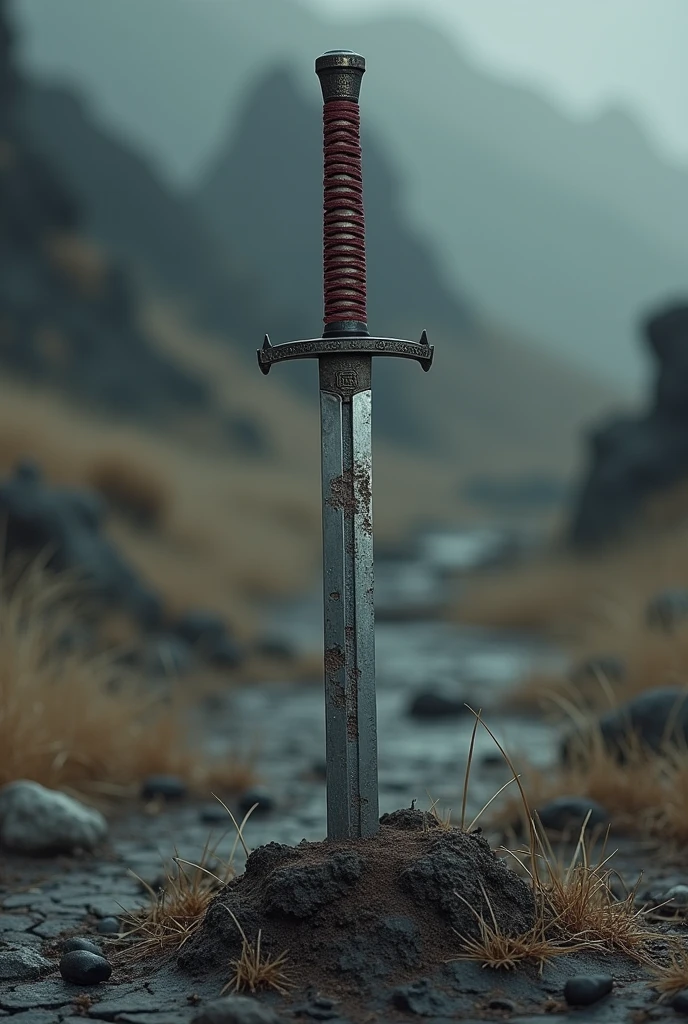 Samurai katana stuck in the ground 