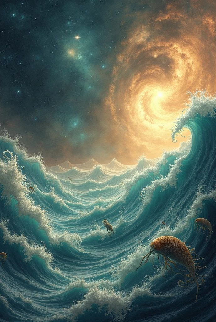 Generate an image of ocean in the universe vintage like aesthetic