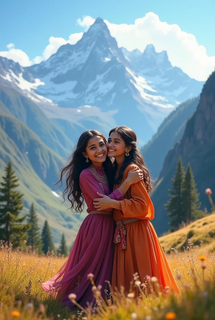 Hasi singh s beautiful photos with her sister named mahi in a mountain