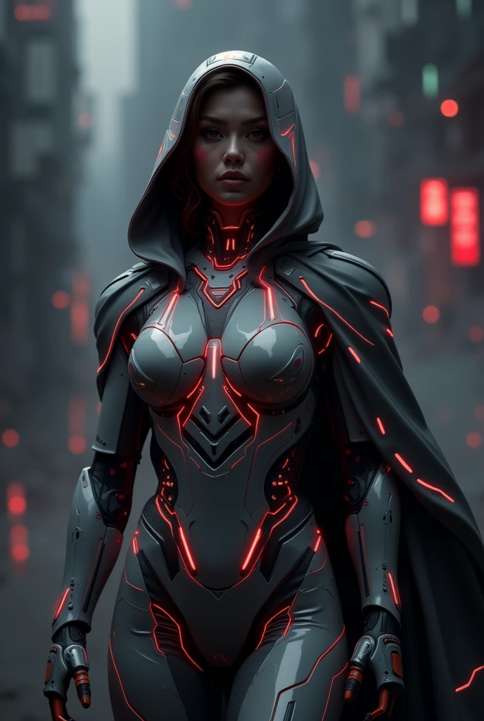 a woman in a futuristic suit with a glowing head and chest, cyberpunk art inspired by Marek Okon, cgsociety contest winner, digital art, gynoid cyborg body, girl in mecha cyber armor, cyber suit, cybersuit, in white futuristic armor, cybersuits, diverse cybersuits, gynoid body, echo from overwatch, perfect anime cyborg woman