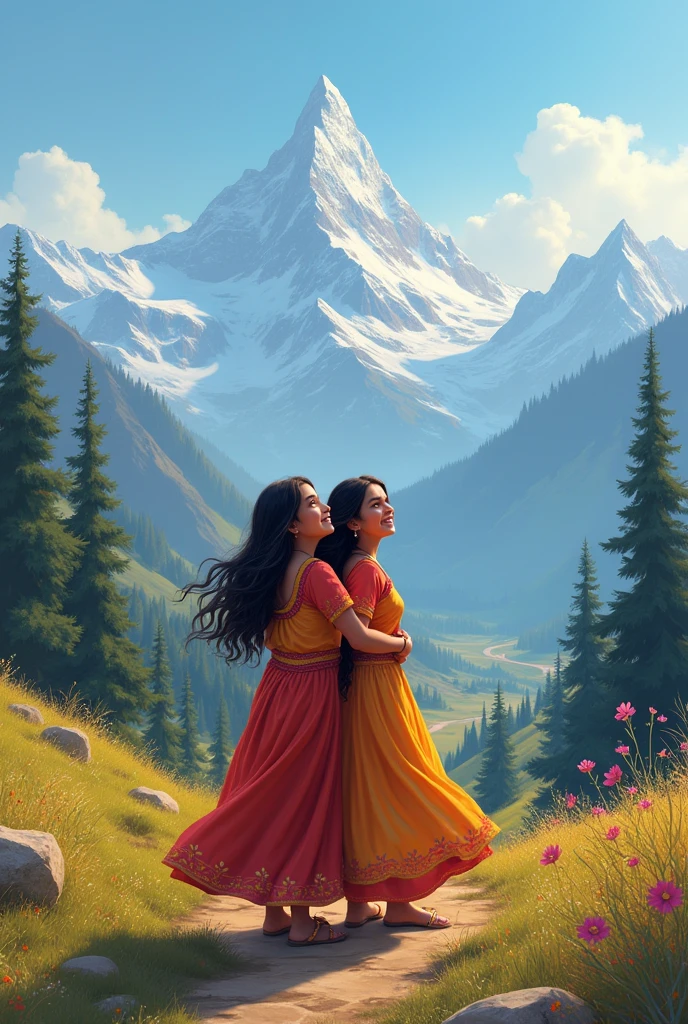 Hasi singh s beautiful photos with her sister named mahi in a mountain
