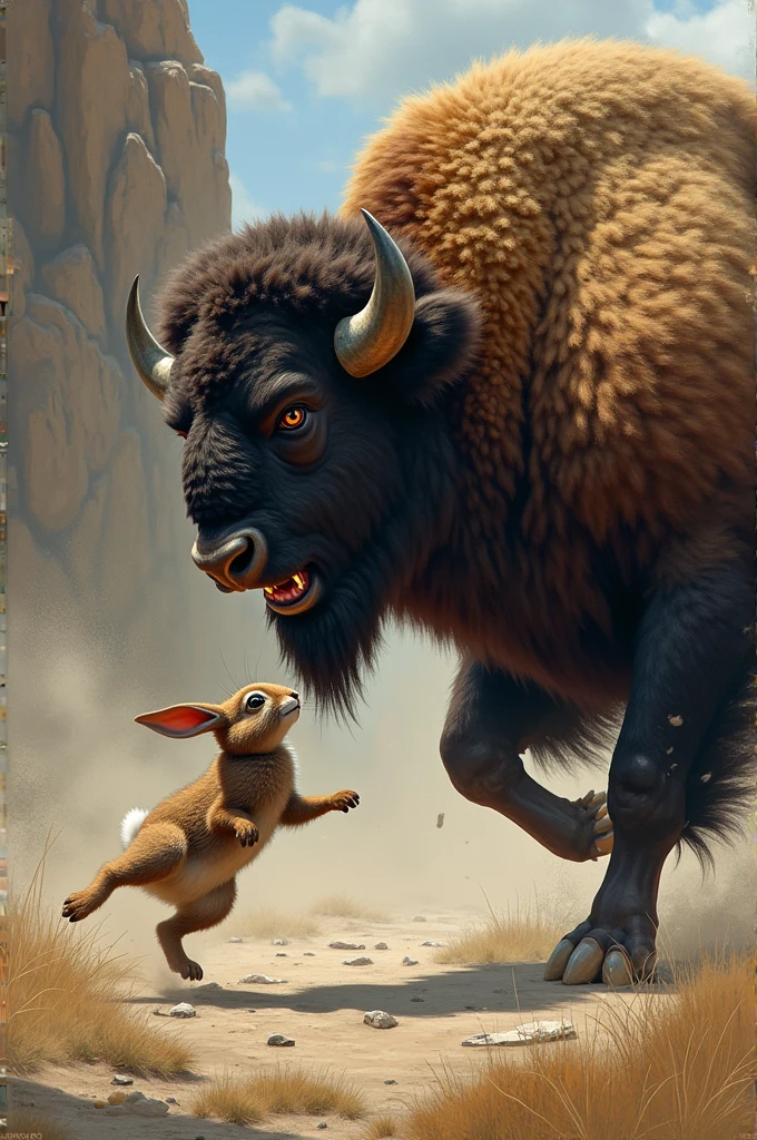 Un lapin qui tue un bison 