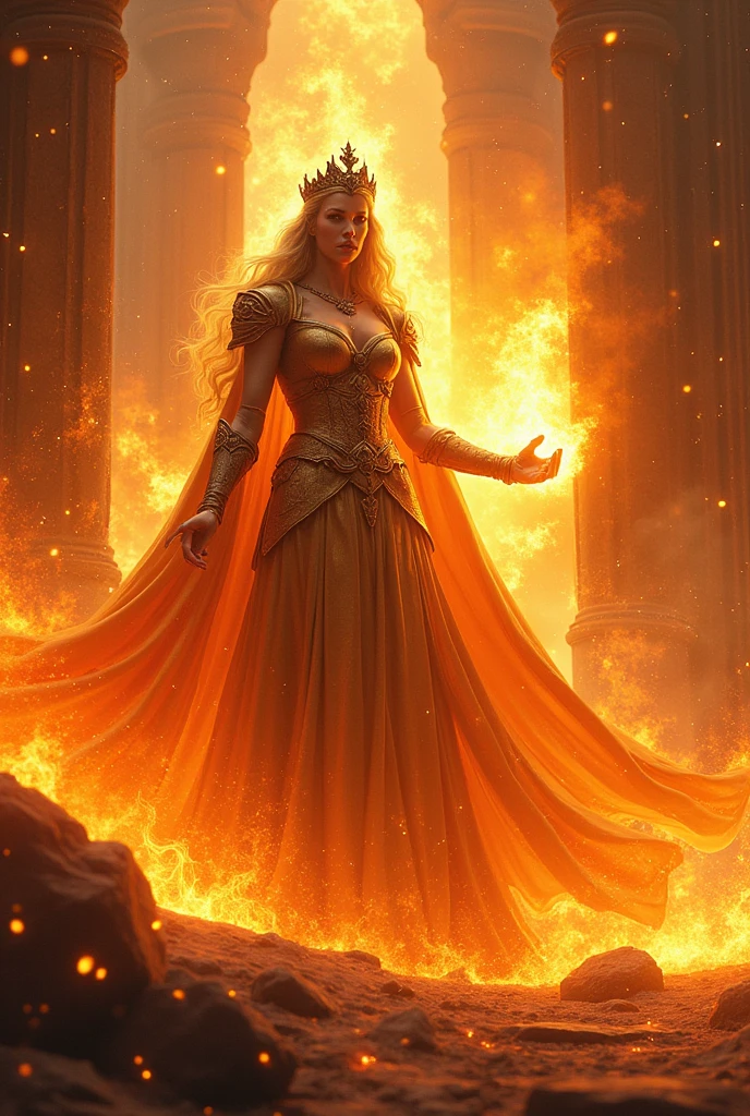 Queen of fire with birning a palace with fierce in jer eyes