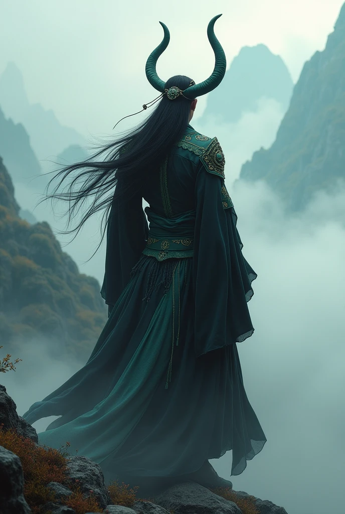 Xiao from genshin impact, don't show his face only his back