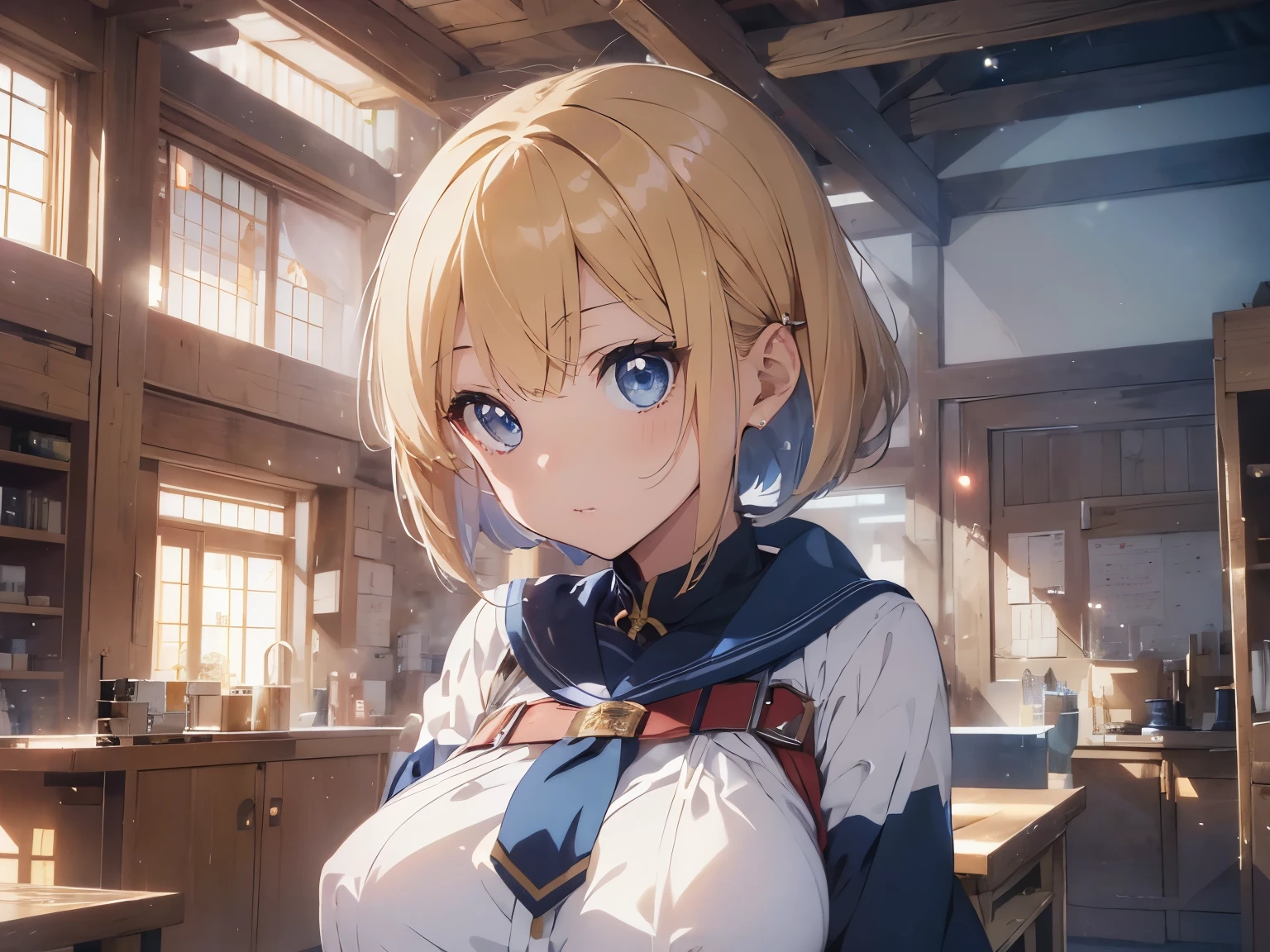 Blondes Fight 、Absurd, Moneyの髪, 美しいblue eyes,(Short Bob:1.5),高solve, (Anime Style:1.4), ((Highest quality)), (Very detailedしい), nature(Large Breasts:1.3)blue eyes,magic気合いを創り出す、Original Costume、magic 、reveal,masterpiece,battlefield(1.5)、She is wearing a blue uniform.、燃えるMoneyの髪 Accurate needle(Sun and Light. Cinematic.Itting)(Great image quality)With bright light particles(Many effects in the background) Beautiful and detailed, Glowing Skin, solve, (Anime Style:1.4)High Contrast, ((masterpiece, Highest quality)) (Money: 0.9),Moneyファイアブレイクプロダクションアート (Warm light source: 1.2),Intricate details, Volumetric LItting, Realism Break (masterpiece: 1.2) Very detailed (moving composition: 1.4), Highly detailed and colorful, (Brilliant lItting,Golden lItting), dream-like, magic, (alone: 1.5) Perfect Fingers
