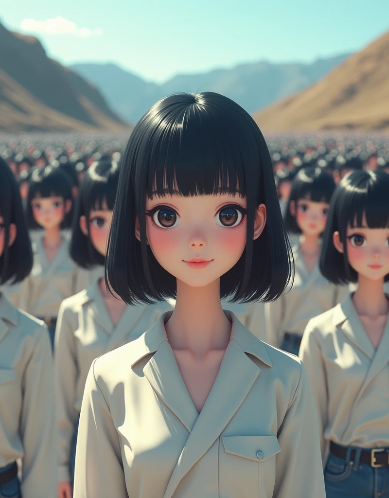 (((((Japanese Clone girls=Myself)))))), (((Best Super High quality Myself Clone girls Raw Photography Art))), (16K, Highest quality, Ultra-high resolution, RAW Photos), (((It&#39;s so unrealistic., With unparalleled depiction, With an unfathomable sight, An unprecedented and shocking worldview, Clone girls in a world of mass reproduction, Ultra-realistic))), (((Japanese, woman, 18yo, Ogura Yuko))), (Small face, ((Thick black hair, Semi-long hair))), ((V-neck short-sleeve dress)), (((((Very detailed美しい女体, Accurate body structure, Very detailed完璧な, Super busty body with very large breasts, Clearly emphasizes cleavage))))), (((Dark Eyes, Mature face, Cute Smile, A gentle gaze))), (((Her happy and smiling expression is so cute))), ((((((((Very detailed分身増殖描写, ((1girl→Myself cloning→1,000,000,000,000,000,000,000,000,000,000,000,000,000,000,000,000,000,000,000,000Myself Clone girls)))))))))), ((((((((Very detailed, The precise depiction of the proliferation of Myself Clone girls, ((With the perfectly identical bodies of Myself clone girls, With the exact same face as the Myself clone girls, With the exact same hairstyle as the Myself clone girls, In the exact same clothes as the girls who are my clones, Perfectly the same height as the Myself clone girls, Super big breasts, just like the Myself clone girls)))))))))), (((Myself clone girls only))), (((Multiple pairs, Very detailed depiction, (Myself clone girls hug each other, Myself clone girls assemble, Fun conversations with fellow Myself clone girls, A fun conversation between Myself clone girls, Myself clone girls holding hands, Walking with lots of Myself clone girls)))), (((Everyone looks at the camera))), (((Unbelievably crowded, Transcendent Myself clone girls intimately, Countless Myself clone girls surround you in 360 degrees))), (Bright, soft sunlight), (((Very wide field of view, Very detailed, Detailed ultra-perspective depiction with clear depth, wide view))), (((((Landscape with a curved slope))))), (((Very photographic and detailed depiction, Myself clone girls will multiply infinitely and fill the surroundings from one side to the horizon with their bodies tightly packed together without any gaps., A scene of endless Myself clone girls and a fun atmosphere))), (Focus on the average value of the image)
