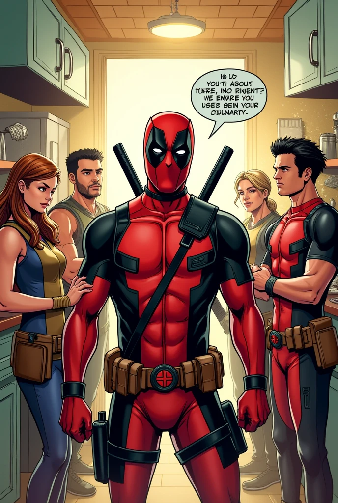 Deadpool asking what is the team cooking
