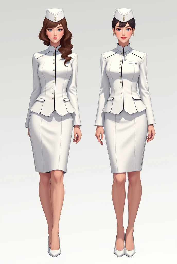 aurora airlines flight attendant uniform man and woman based on white(only designe