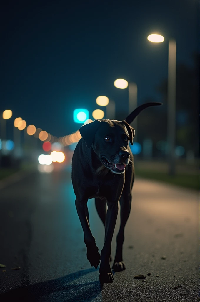 Girl's night picture on the road ways new dog attack