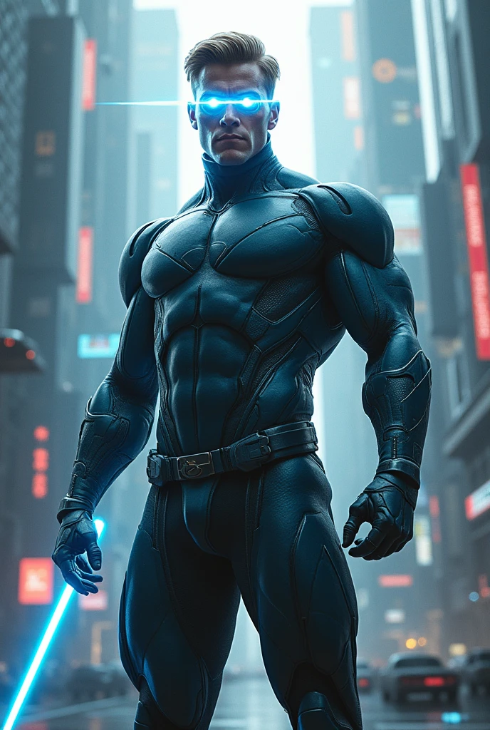 Man Superhero Suit Laser Eyes