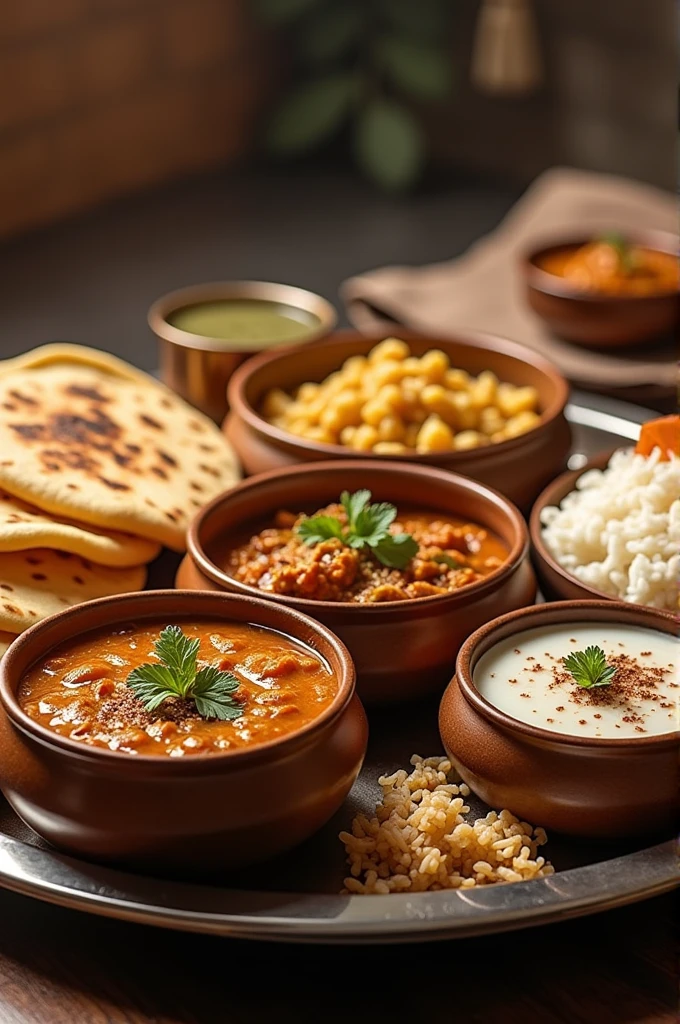 Create Indian Thali with 4 Chapati 1 Gravy 1 daal bowl & Rice Bowl