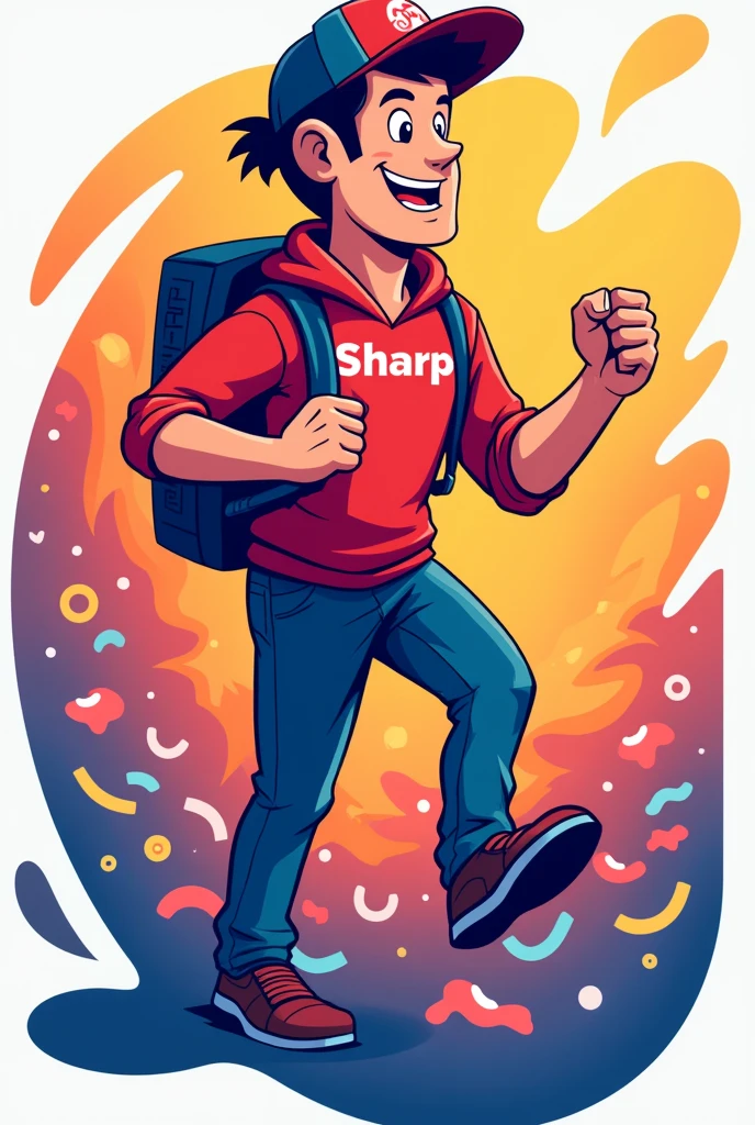 Generate a very attractive colorful logo of a delivery man name sharp sharp this phone number should attach to it 08037713764