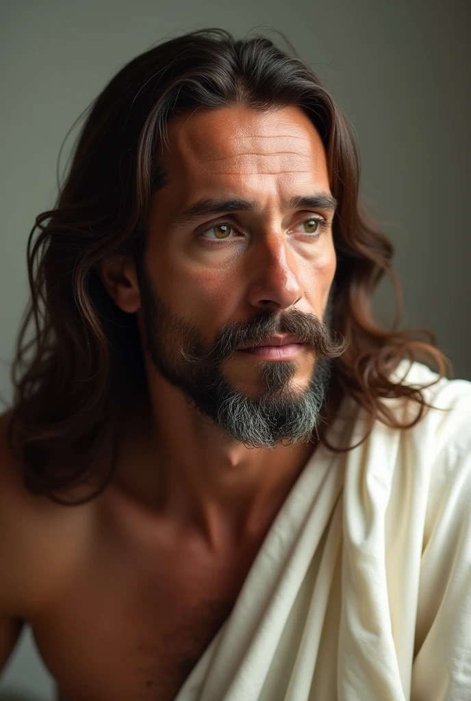 Create an image of Jesus Christ by photographing Silvio Santos