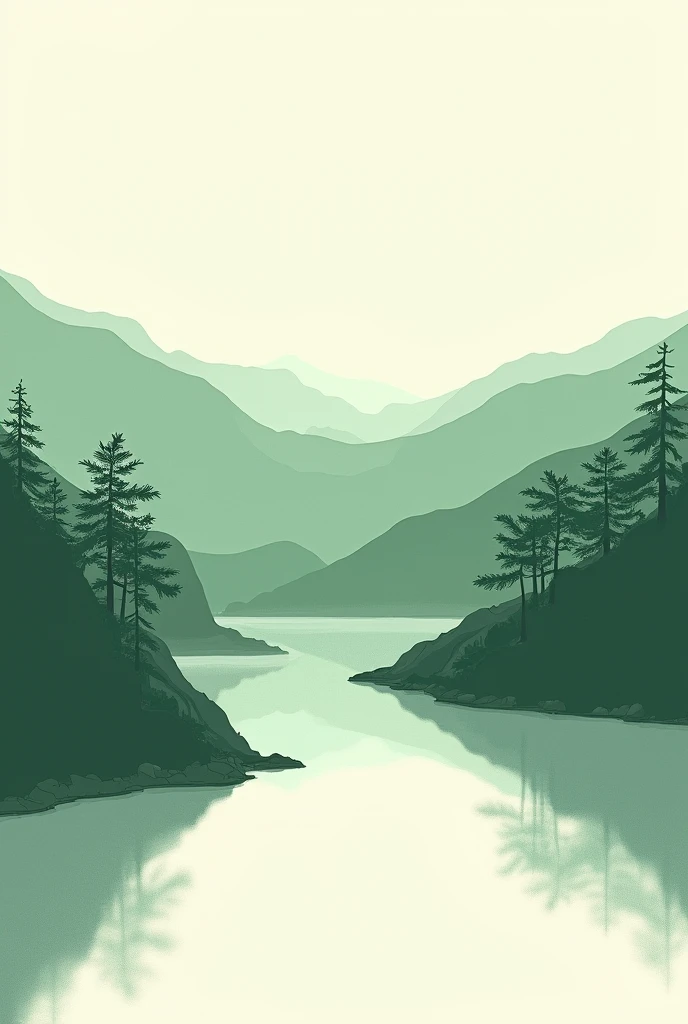 Illustration of background image. Idyllic Japanese landscape with a touch of Minimalist. A masterpiece.