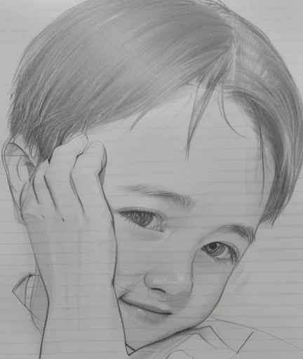 drawing of a young boy holding his hand to his ear, a pencil sketch, realism drawing, close up potrait, pencil sketch, realistic sketch, sketched, professional sketch, pencil draw, art sketch, monochrome drawing, loose pencil sketch, by Abidin Dino, old sketch, simple drawing, hand draw, sketch art, cute portrait, black and white sketch