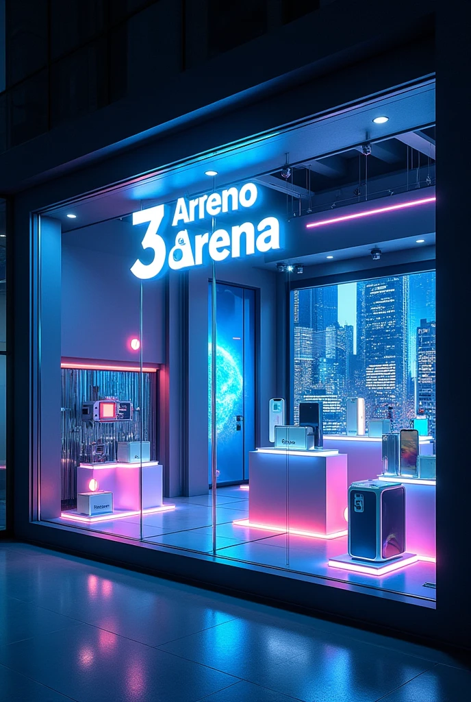 Mobiles shop window 
brand name 5G arena