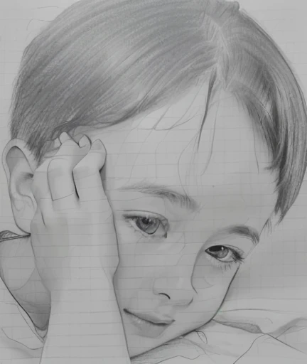 drawing of a young boy holding his hand to his ear, a pencil sketch, realism drawing, close up potrait, pencil sketch, realistic sketch, sketched, professional sketch, pencil draw, art sketch, monochrome drawing, loose pencil sketch, by Abidin Dino, old sketch, simple drawing, hand draw, sketch art, cute portrait, black and white sketch