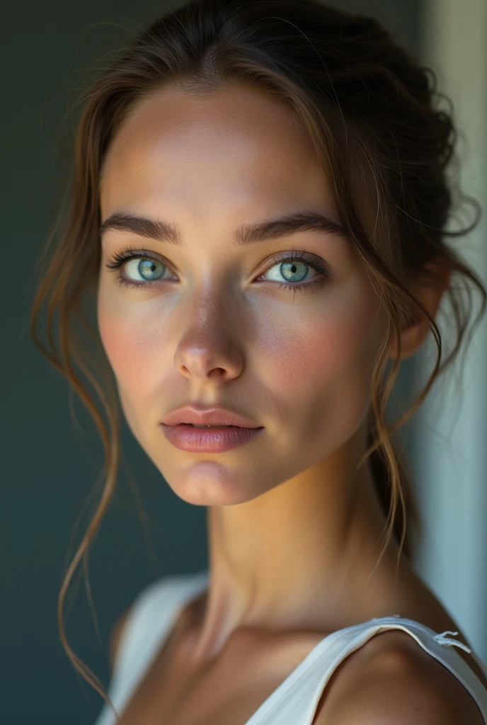 A blue eyed woman who is realistic