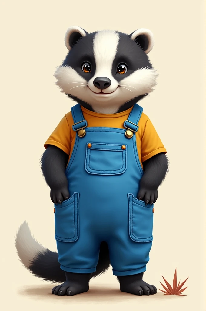 Badger in blue overalls