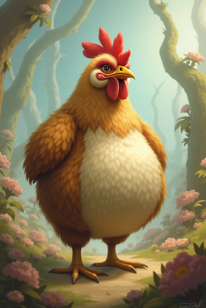 Person with the body of a fat chicken