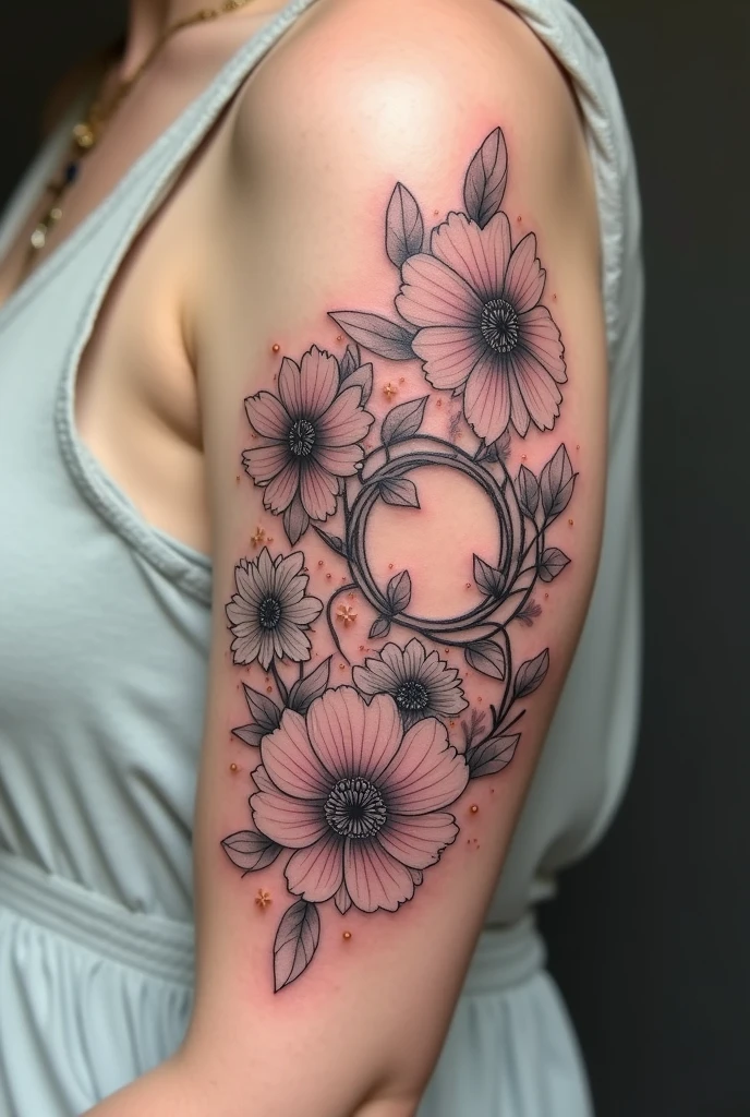 Tatouage pivoines signes astrologiques verseau e t taureau chaine maternité