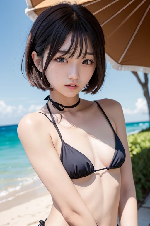 randome pose、Magazine covers、Japan gravure idols、************ girl、small tits、perfect chest、flawless skin、Wet hair、perfect body type、小柄、Small butt、Bob Hair、A dark-haired、bangs whorl、The sheen、Transparency、Luminoway、Baikintron Sunshine、magazine style、