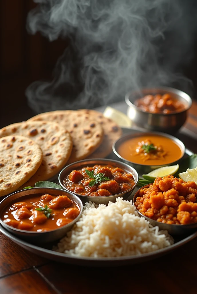 Create Indian Thali with in disposable plates 4 Chapati 1 daal bowl 1 rice bowl and one gravy bowl
With steamy effect
Write Eat This @ 49 Only...