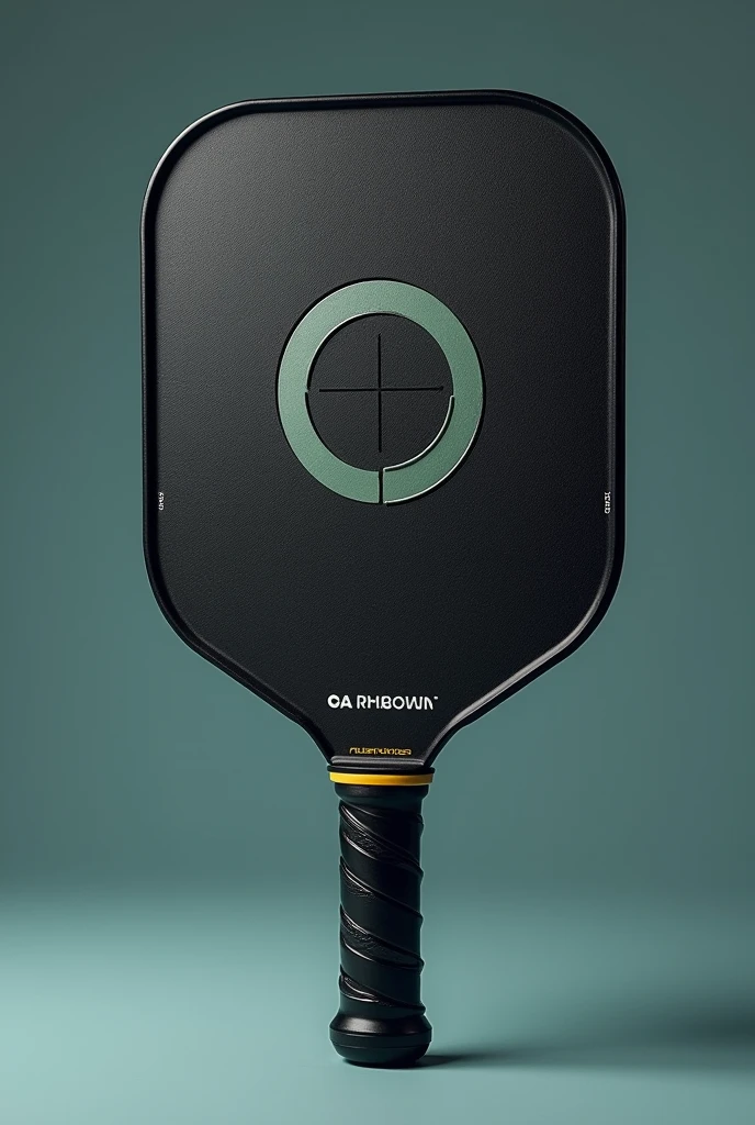 Design a pickleball paddle suited for players aged 30-50, focusing on durability and precision. The paddle should have a robust and resilient build, with a sleek, professional appearance. Use high-quality materials like carbon fiber or composite for strength and longevity. Incorporate a refined design with an ergonomic handle that ensures a comfortable grip and optimal control. The paddle face should feature advanced texture and pattern for enhanced accuracy and performance. Opt for a color palette that includes classic, muted tones with subtle, high-tech accents to reflect its premium and reliable nature