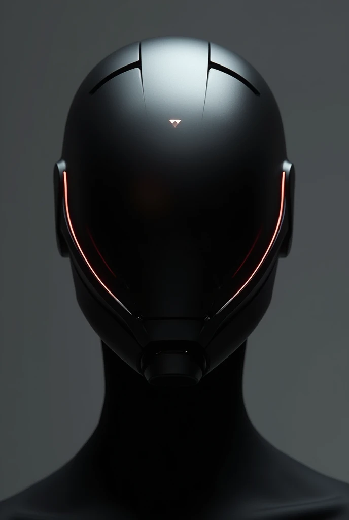 "A simple yet elegant futuristic techwear mask with a minimalist design. The helmet features smooth, clean lines and an decil eyes. The design emphasizes sophistication with a matte black finish, accented by subtle metallic or neon highlights. The overall look is modern, high-tech, and stylish, with a focus on elegance, use less visor like ironman helmet