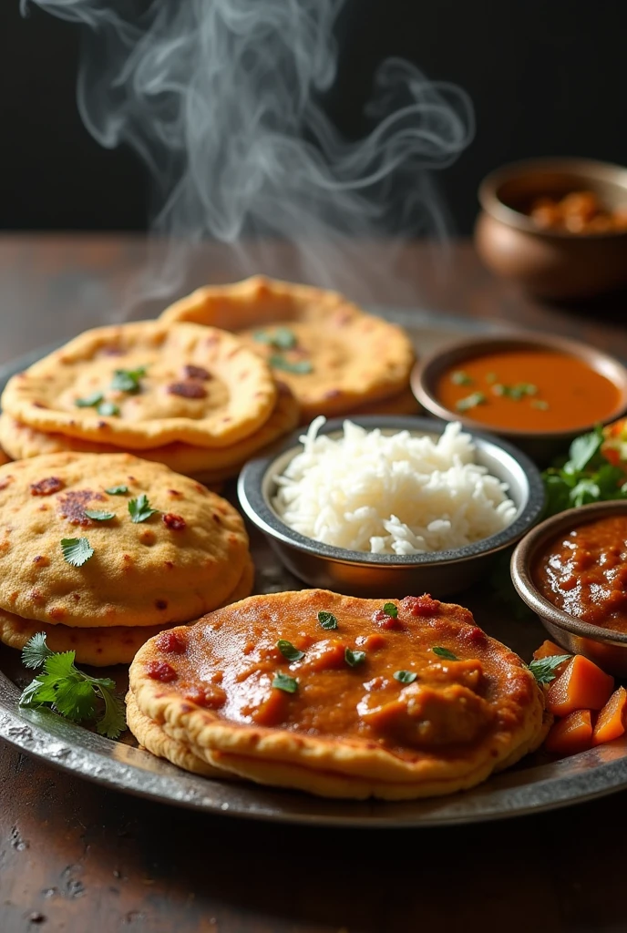 Create Indian Thali with in disposable plates 4 Chapati 1 daal bowl 1 rice bowl and one gravy bowl
With steamy effect
Mention Price @ 49 Only