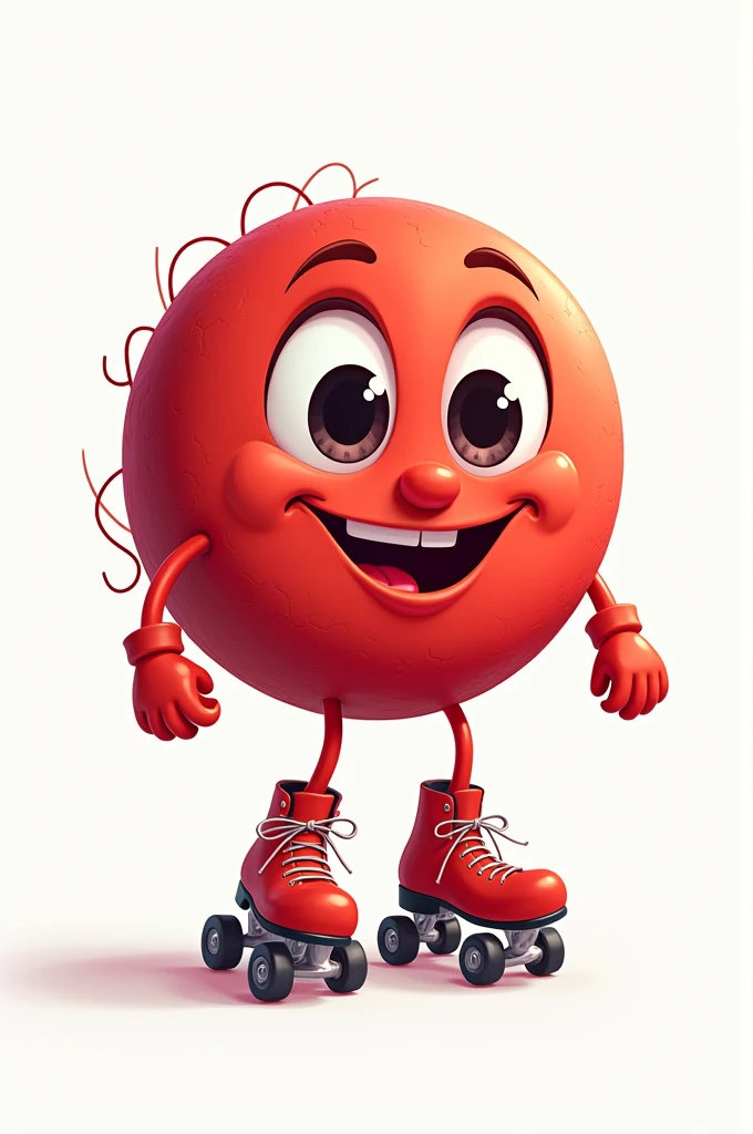 Blood cell erythrocyte with eyes , Mouth, nose, legs on skates.