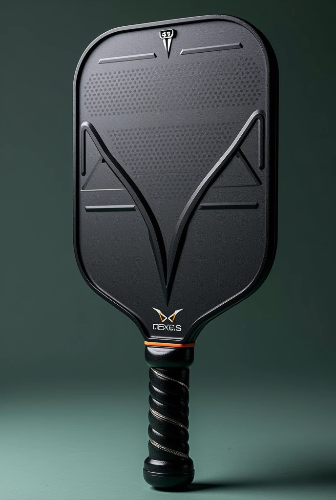 Design a pickleball paddle suited for players aged 30-50, focusing on durability and precision. The paddle should have a robust and resilient build, with a sleek, professional appearance. Use high-quality materials like carbon fiber or composite for strength and longevity. Incorporate a refined design with an ergonomic handle that ensures a comfortable grip and optimal control. The paddle face should feature advanced texture and pattern for enhanced accuracy and performance. Opt for a color palette that includes classic, muted tones with subtle, high-tech accents to reflect its premium and reliable nature