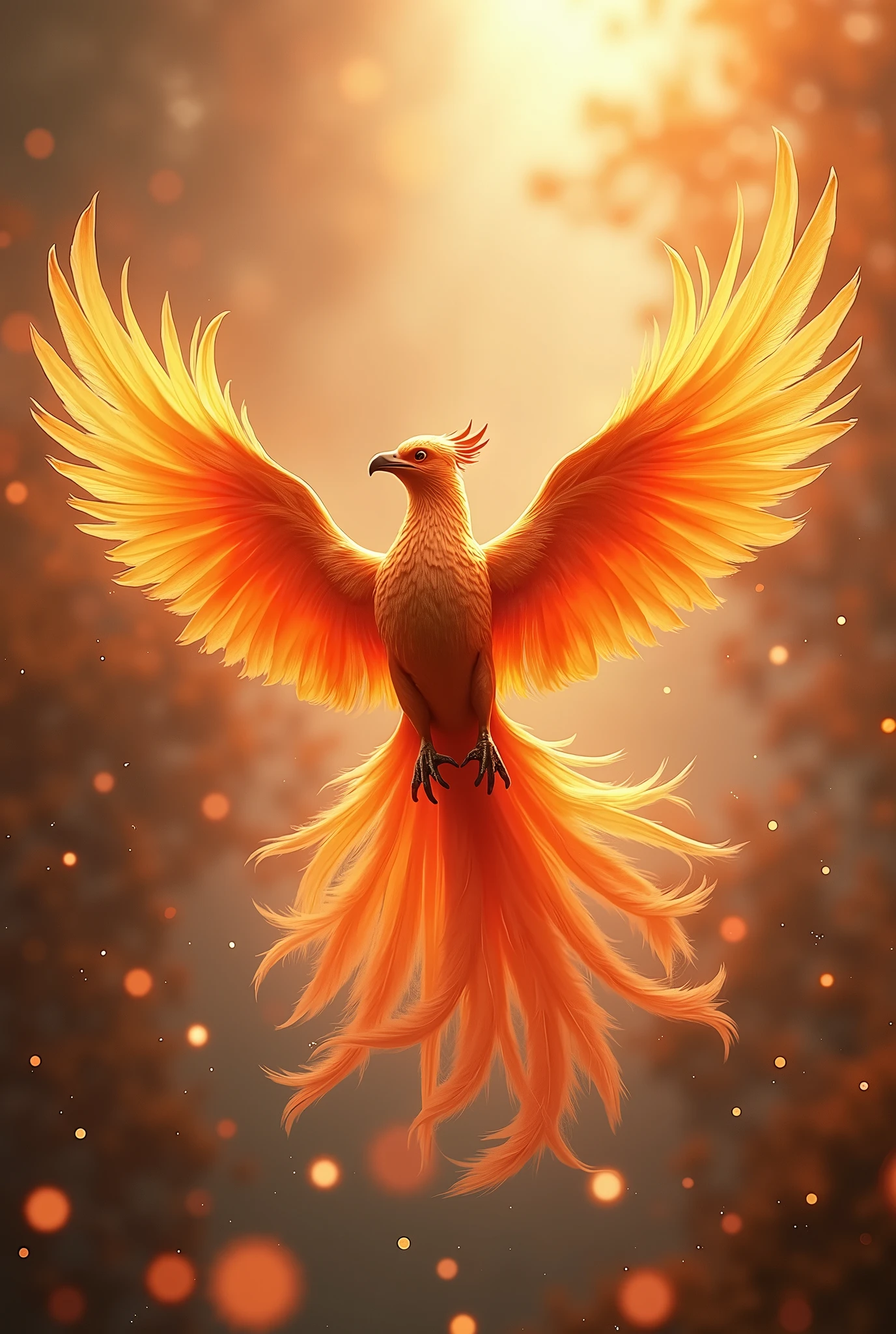masterpiece, best quality, extremely detailed CG unity 8k wallpaper, Phoenix, Flying dynamically, bokeh photography, (soft focus):1.2, out-of-focus highlights, dreamy ambiance, glowing circles, mesmerizing depth, Depth of written boundary