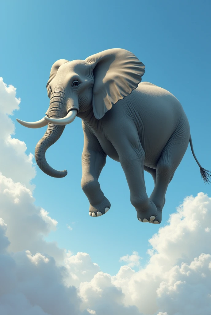 A elephant flying