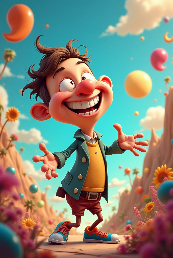 A funny character with a name Mr humour. Put the name Mr Humour on the picture.