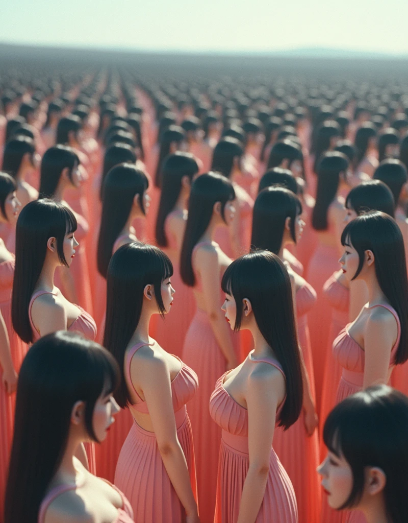 (((((Japanese Clone girls=Myself)))))), (((Best Super High quality Myself Clone girls Raw Photography Art))), (16K, Highest quality, Ultra-high resolution, RAW Photos), (((It's so unrealistic., With unparalleled depiction, With an unfathomable sight, An unprecedented and shocking worldview, Clone girls in a world of mass reproduction, Ultra-realistic))), (((Japanese, woman, 18yo, hashimoto-kanna))), (Small face, ((Thick black hair, Semi-long hair))), ((V-neck short-sleeve dress)), (((((Very detailed美しい女体, Accurate body structure, Very detailed完璧な, Super busty body with very large breasts, Clearly emphasizes cleavage))))), (((Dark Eyes, Mature face, Cute Smile, A gentle gaze))), (((Her happy and smiling expression is so cute))), ((((((((Very detailed分身増殖描写, ((1girl→Myself cloning→1,000,000,000,000,000,000,000,000,000,000,000,000,000,000,000,000,000,000,000,000Myself Clone girls)))))))))), ((((((((Very detailed, The precise depiction of the proliferation of Myself Clone girls, ((With the perfectly identical bodies of Myself clone girls, With the exact same face as the Myself clone girls, With the exact same hairstyle as the Myself clone girls, In the exact same clothes as the girls who are my clones, Perfectly the same height as the Myself clone girls, Super big breasts, just like the Myself clone girls)))))))))), (((Myself clone girls only))), (((Multiple pairs, Very detailed depiction, (Myself clone girls hug each other, Myself clone girls assemble, Fun conversations with fellow Myself clone girls, A fun conversation between Myself clone girls, Myself clone girls holding hands, Walking with lots of Myself clone girls)))), (((Everyone looks at the camera))), (((Unbelievably crowded, Transcendent Myself clone girls intimately, Countless Myself clone girls surround you in 360 degrees))), (Bright, soft sunlight), (((Very wide field of view, Very detailed, Detailed ultra-perspective depiction with clear depth, wide view))), (((((Landscape with a curved slope))))), (((Very photographic and detailed depiction, Myself clone girls will multiply infinitely and fill the surroundings from one side to the horizon with their bodies tightly packed together without any gaps., A scene of endless Myself clone girls and a fun atmosphere))), (Focus on the average value of the image)