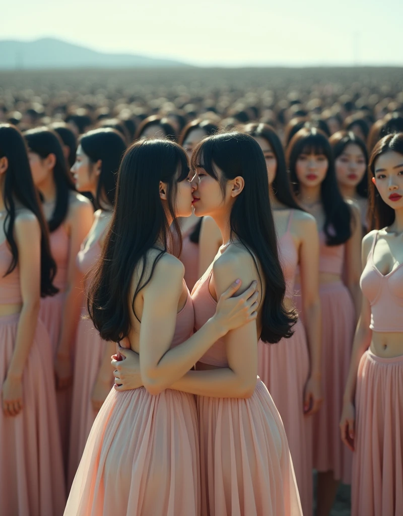 (((((Japanese Clone girls=Myself)))))), (((Best Super High quality Myself Clone girls Raw Photography Art))), (16K, Highest quality, Ultra-high resolution, RAW Photos), (((It's so unrealistic., With unparalleled depiction, With an unfathomable sight, An unprecedented and shocking worldview, Clone girls in a world of mass reproduction, Ultra-realistic))), (((Japanese, woman, 18yo, hashimoto-kanna))), (Small face, ((Thick black hair, Semi-long hair))), ((V-neck short-sleeve dress)), (((((Very detailed美しい女体, Accurate body structure, Very detailed完璧な, Super busty body with very large breasts, Clearly emphasizes cleavage))))), (((Dark Eyes, Mature face, Cute Smile, A gentle gaze))), (((Her happy and smiling expression is so cute))), ((((((((Very detailed分身増殖描写, ((1girl→Myself cloning→1,000,000,000,000,000,000,000,000,000,000,000,000,000,000,000,000,000,000,000,000Myself Clone girls)))))))))), ((((((((Very detailed, The precise depiction of the proliferation of Myself Clone girls, ((With the perfectly identical bodies of Myself clone girls, With the exact same face as the Myself clone girls, With the exact same hairstyle as the Myself clone girls, In the exact same clothes as the girls who are my clones, Perfectly the same height as the Myself clone girls, Super big breasts, just like the Myself clone girls)))))))))), (((Myself clone girls only))), (((Multiple pairs, Very detailed depiction, (Myself clone girls hug each other, Myself clone girls assemble, Fun conversations with fellow Myself clone girls, A fun conversation between Myself clone girls, Myself clone girls holding hands, Walking with lots of Myself clone girls)))), (((Everyone looks at the camera))), (((Unbelievably crowded, Transcendent Myself clone girls intimately, Countless Myself clone girls surround you in 360 degrees))), (Bright, soft sunlight), (((Very wide field of view, Very detailed, Detailed ultra-perspective depiction with clear depth, wide view))), (((((Landscape with a curved slope))))), (((Very photographic and detailed depiction, Myself clone girls will multiply infinitely and fill the surroundings from one side to the horizon with their bodies tightly packed together without any gaps., A scene of endless Myself clone girls and a fun atmosphere))), (Focus on the average value of the image)
