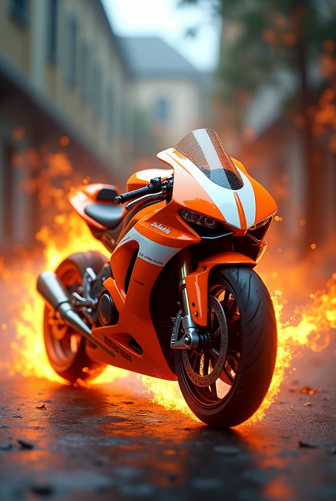 Vell fire orenge color , white stripe logo "bas sekolah"