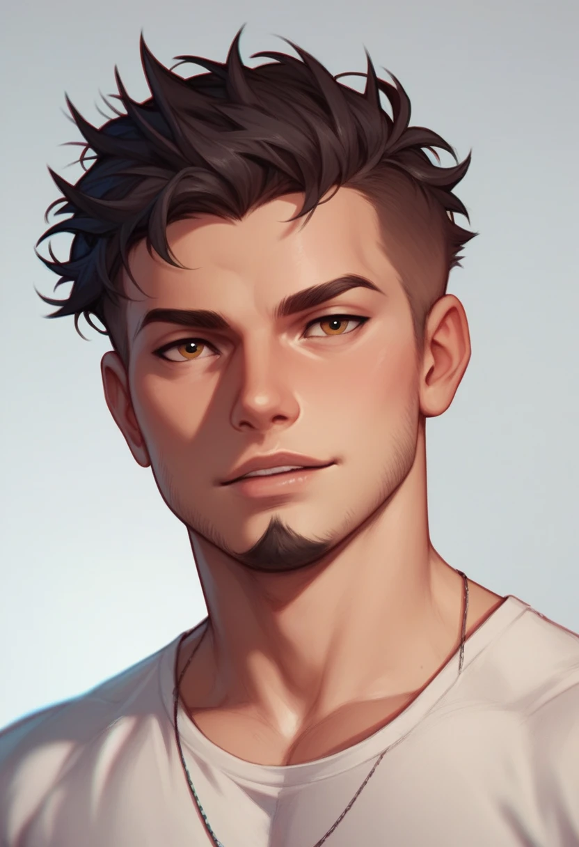 Human Male, Black Messy hair, short Beard , Poor man's clothes ,