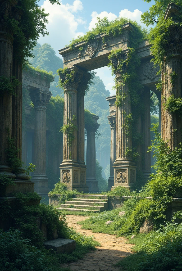 temple in ruins and then built
