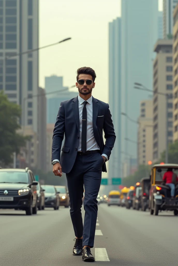 A big stylish boy
walking on highway
in ahmedabad