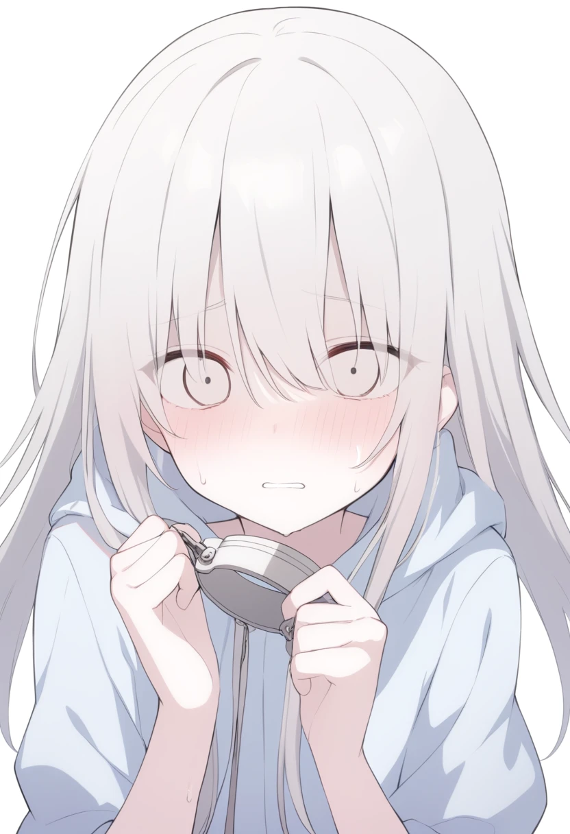 Yandere holding handcuffs cold expression no eye highlights