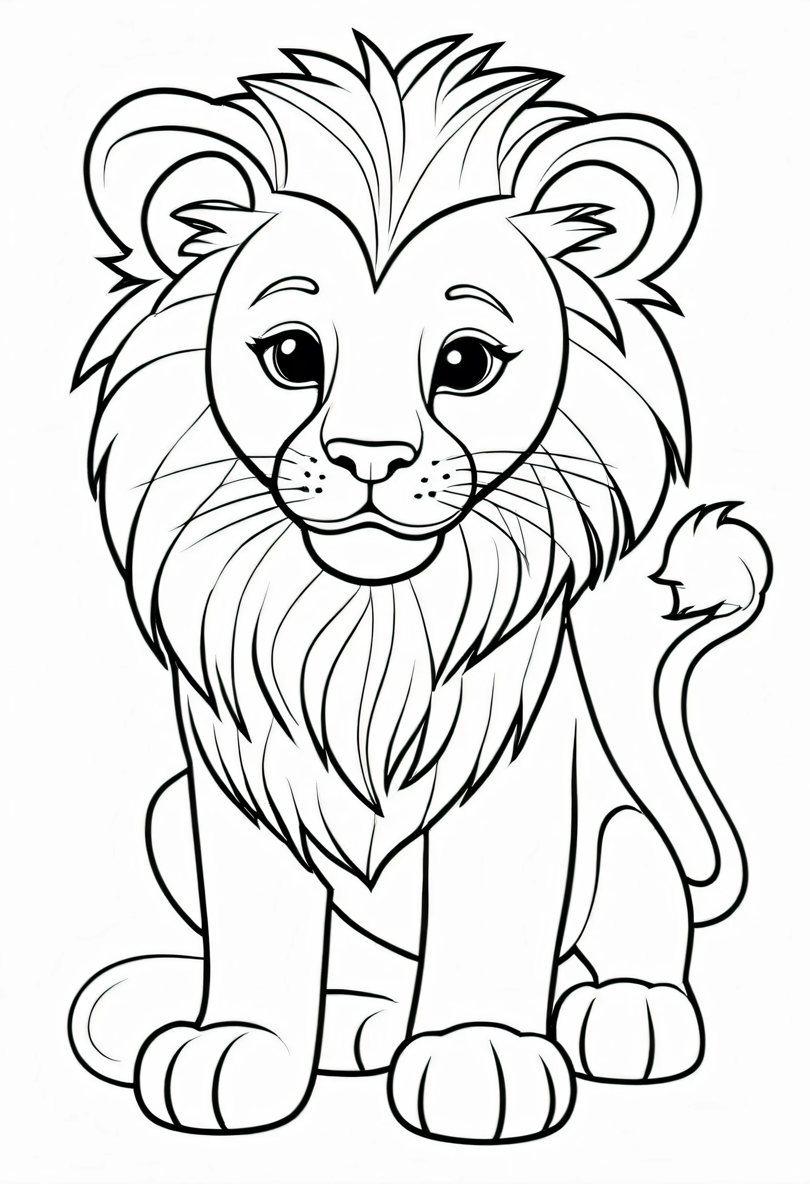 coloring page for kids, lion