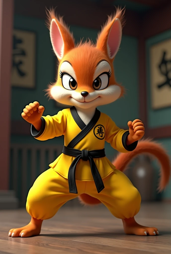 Sandy Cheeks in Bruce Lee costume
